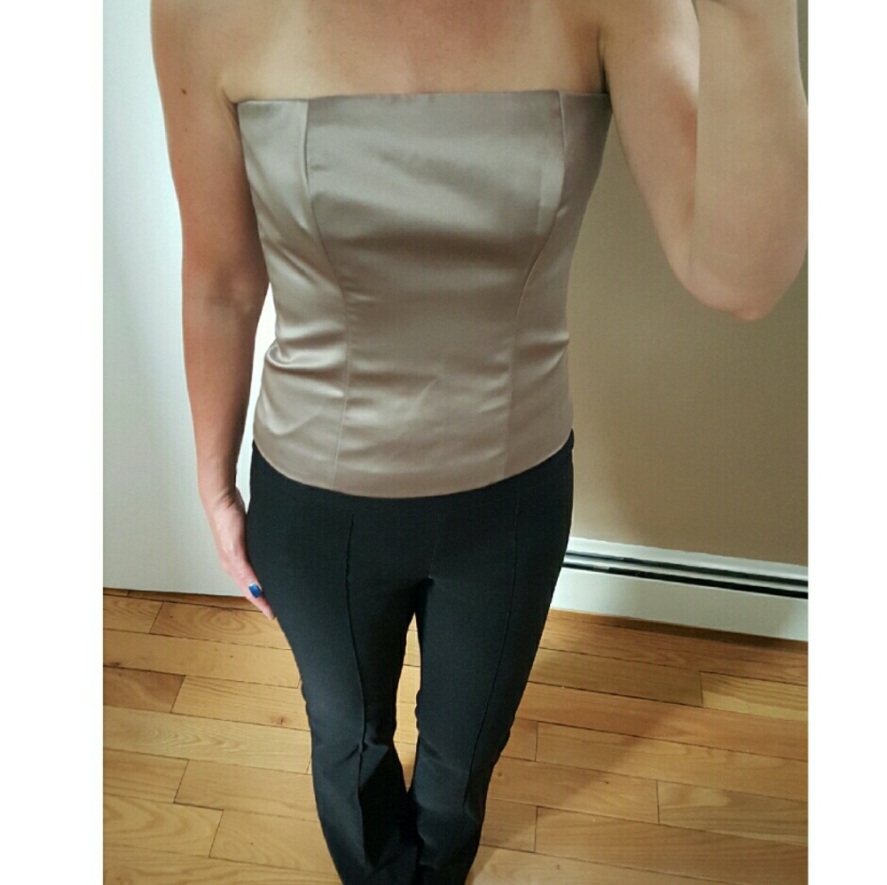 Nicole Miller Taupe Strapless Top